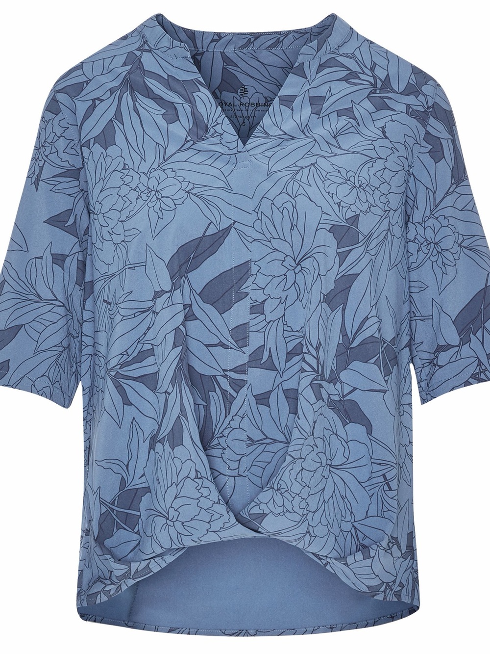 Blue Floral Twist-Front Top NWT